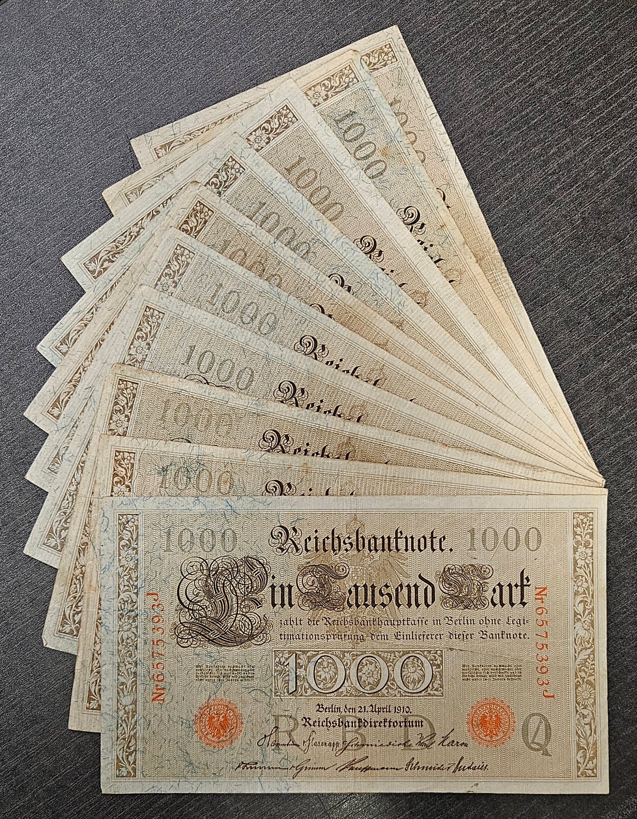 Reichsbanknote 1000 Mark – 21. April 1910 ( Rot / 10 Stk.)