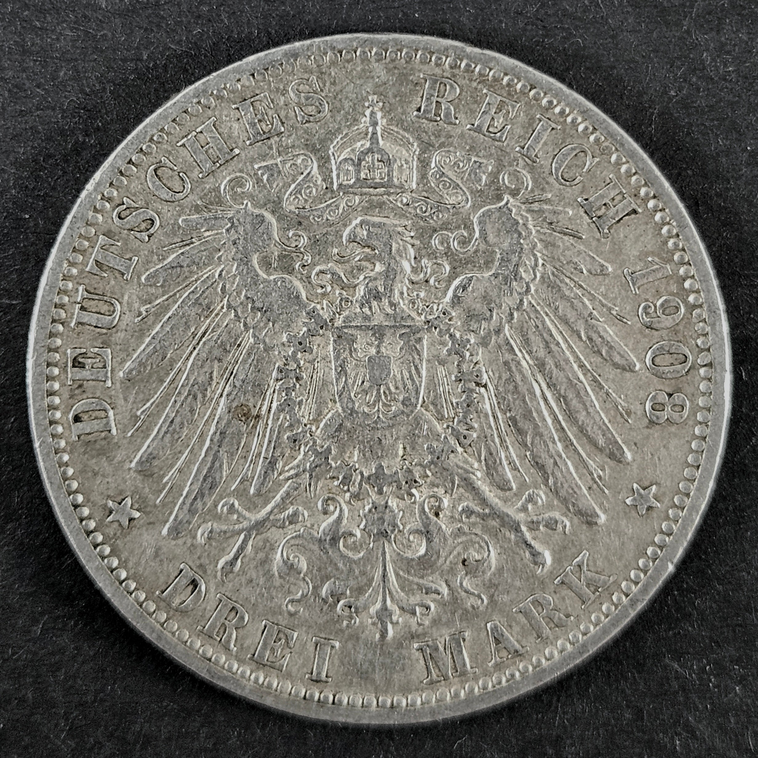 3 Mark Silbermünze 1908 - Wilhelm II.
