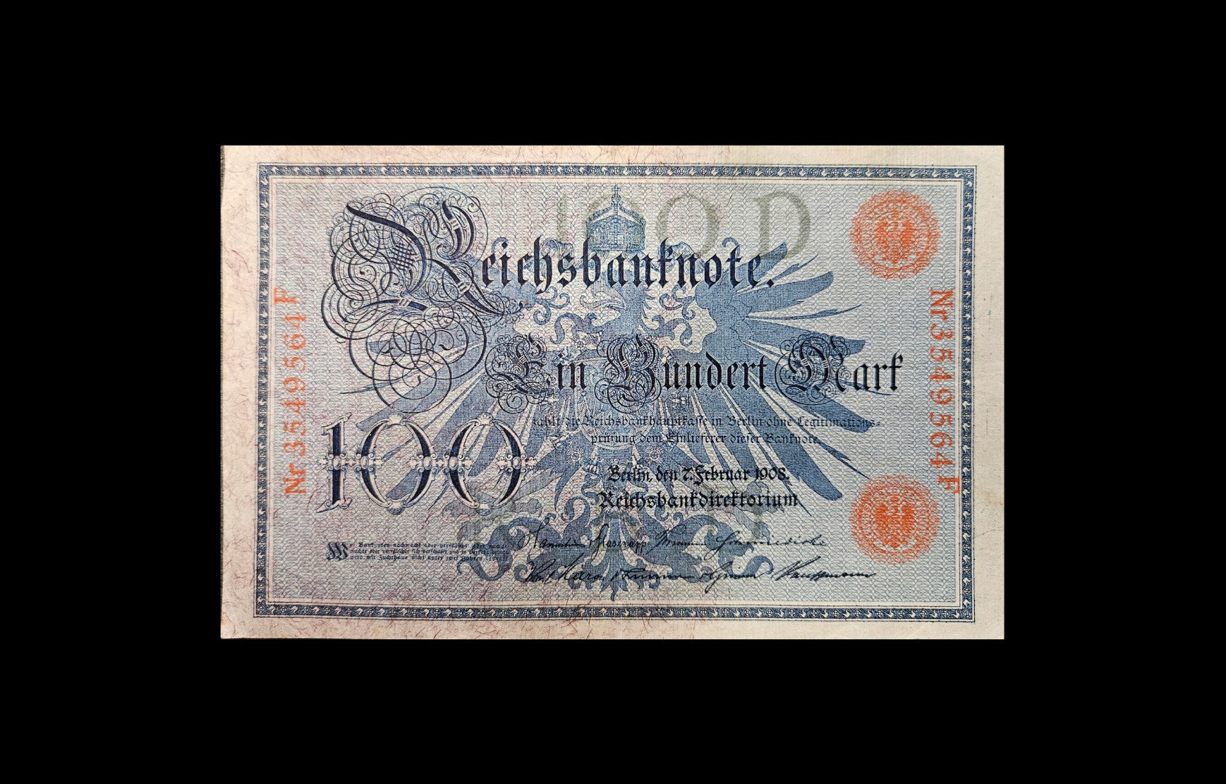 Reichsbanknote 100 Mark – 7. Februar 1908 (Rot)