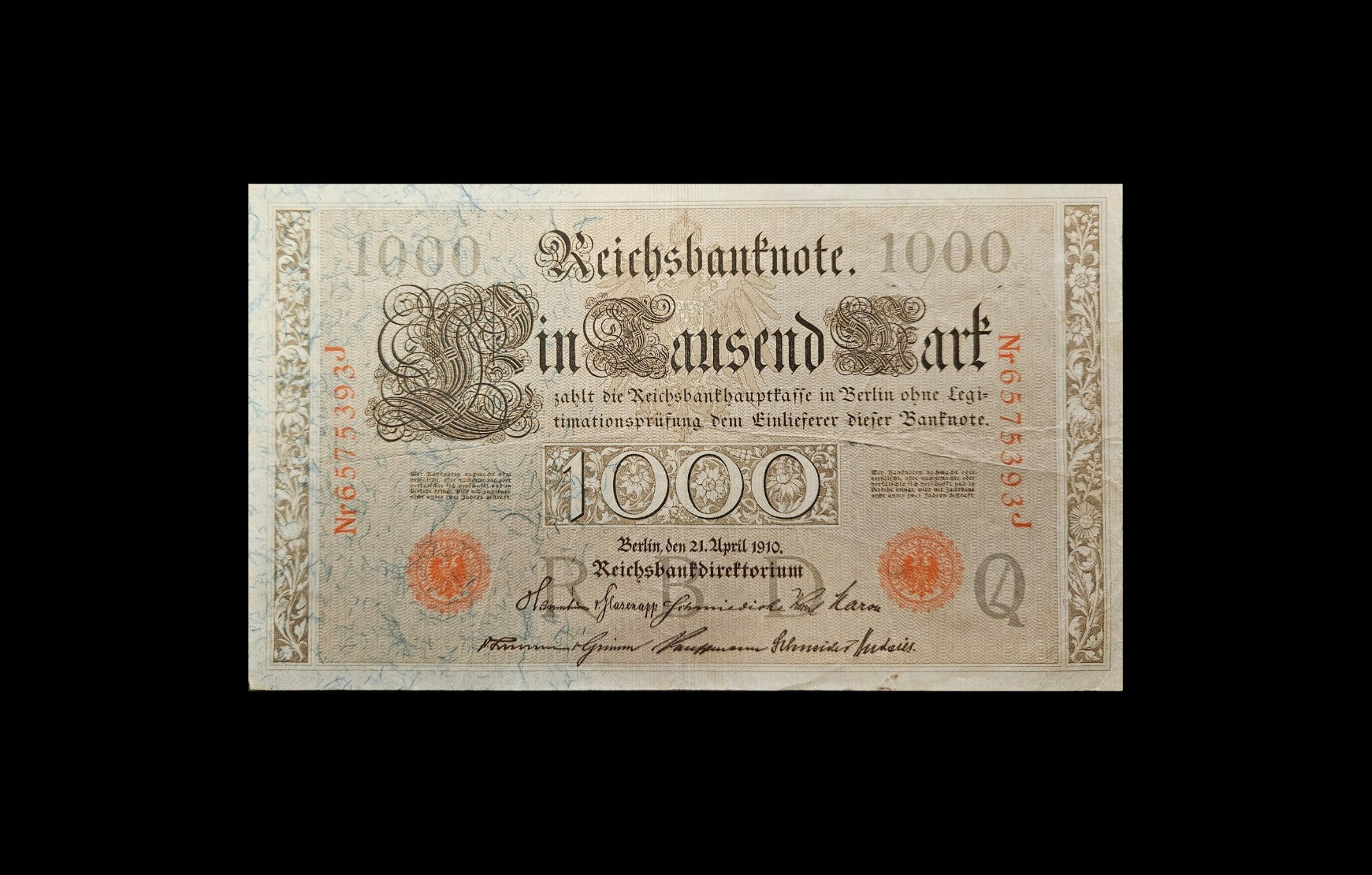 Reichsbanknote 1000 Mark – 21. April 1910 ( Rot / 10 Stk.)