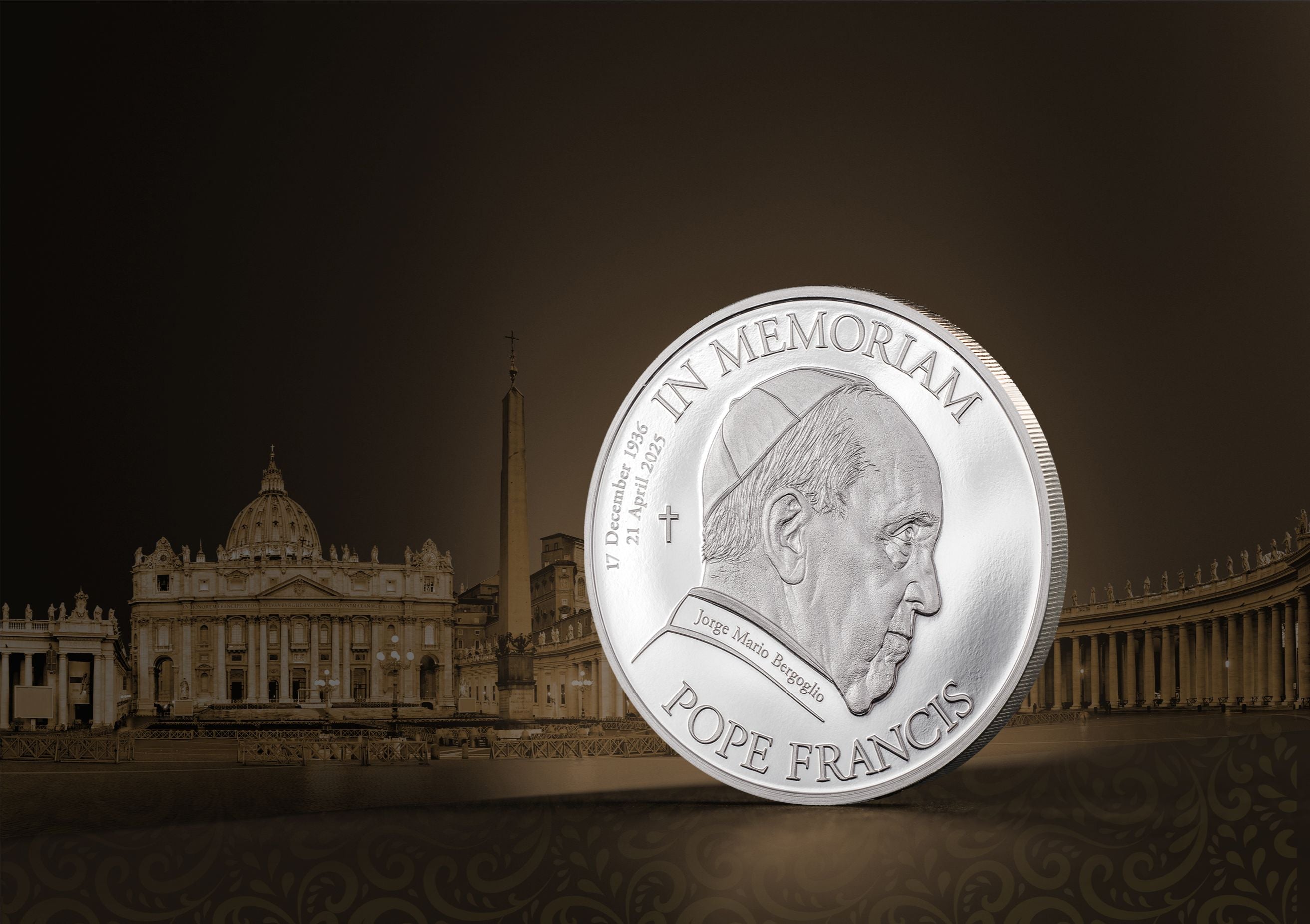 1 oz Silbermünze 2025 – In Erinnerung Papst Franziskus in Präsentationsbox (Proof | Classic Minting | Cook Islands | CIT)