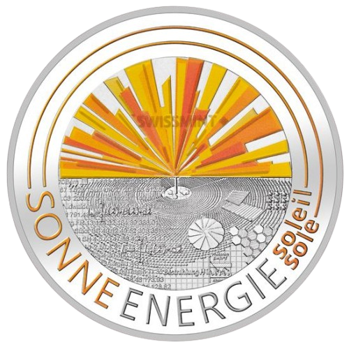 20 Franken Silbermünze Schweiz 2022 – Sonnenenergie (PP; fluroszierend)