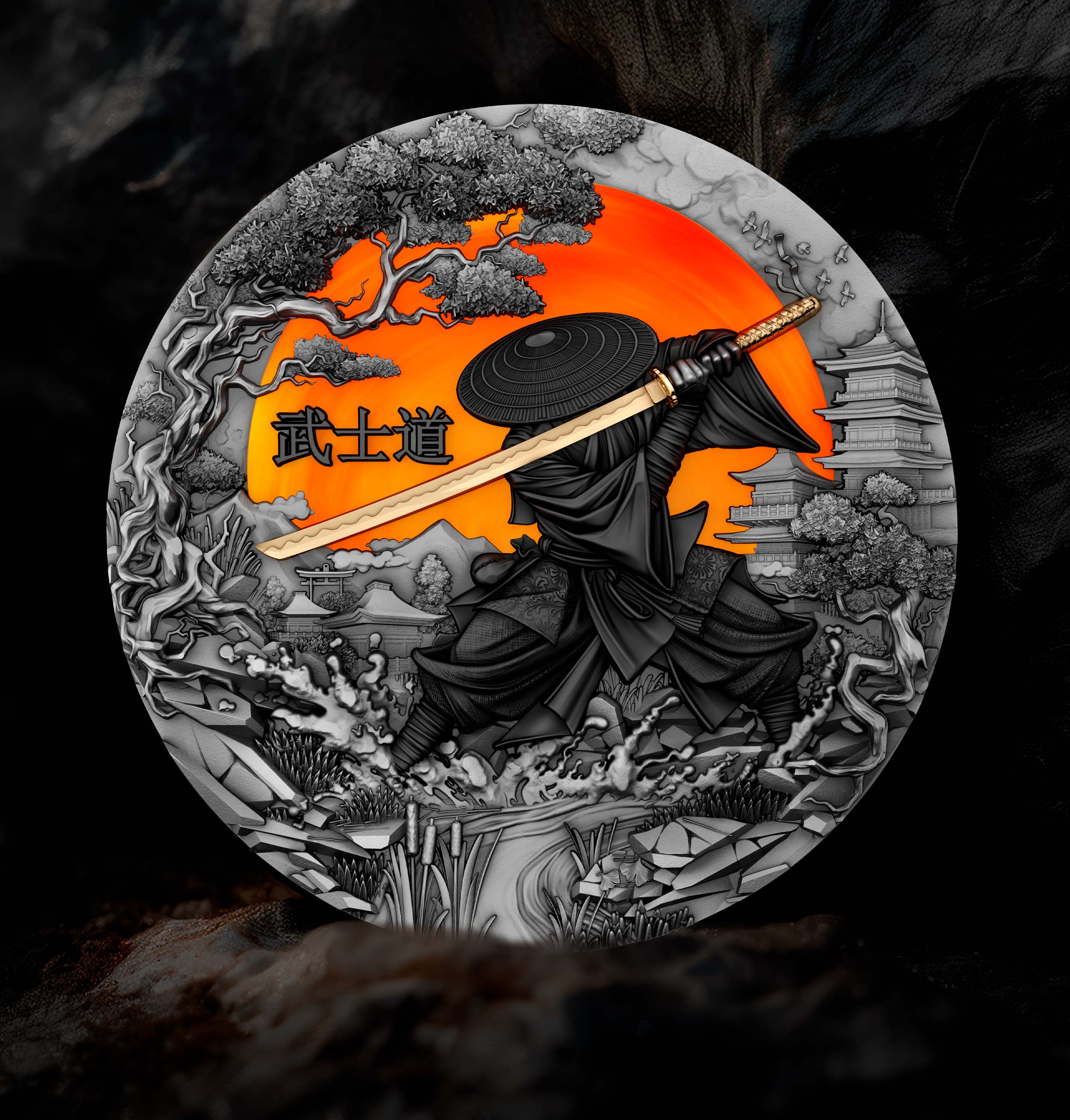2 oz Silbermünze Bushido, Start der Serie „The Warrior’s Path“, Niue 2024 ( T&S | Auflage: 500)