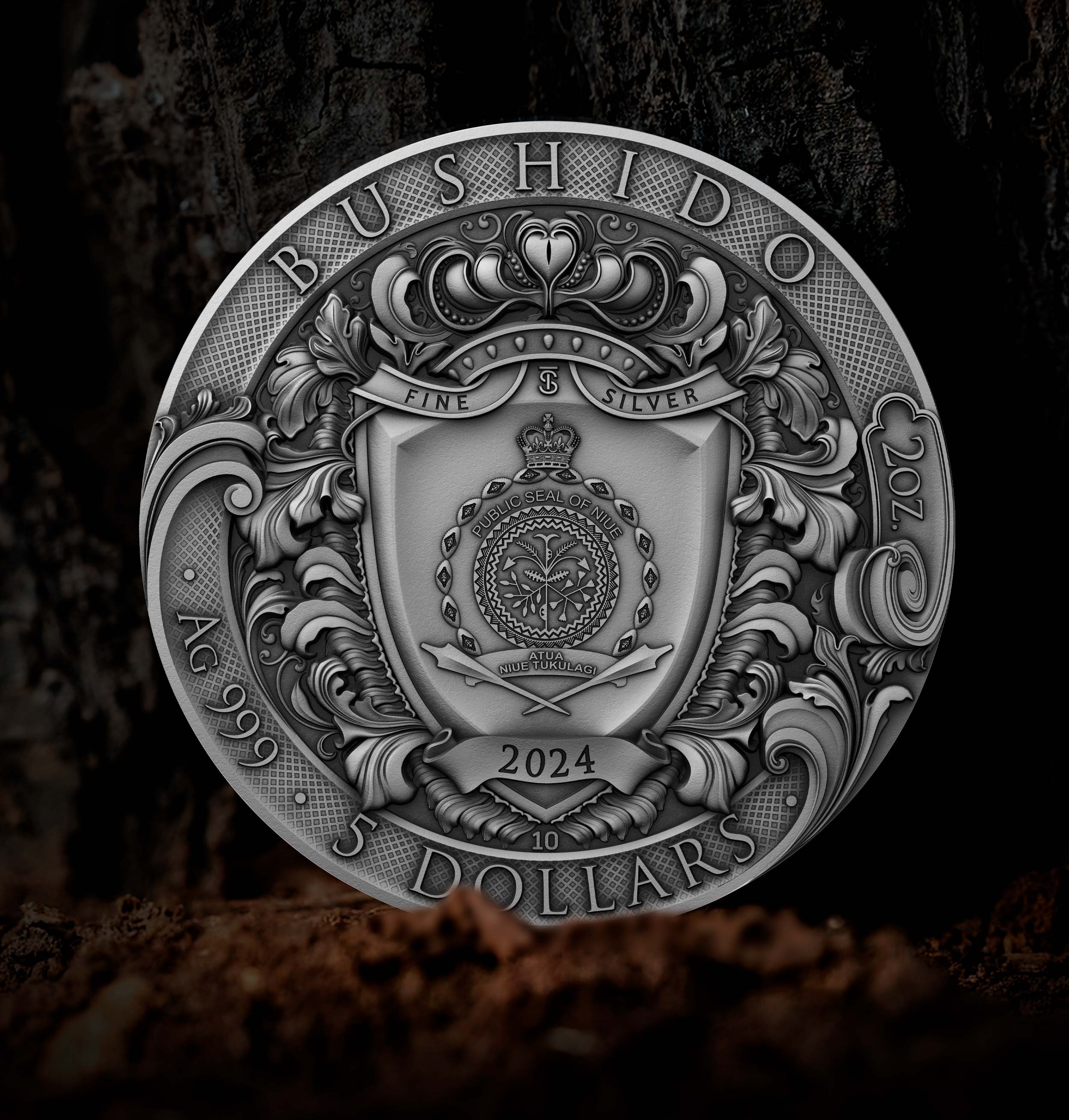 2 oz Silbermünze Bushido, Start der Serie „The Warrior’s Path“, Niue 2024 ( T&S | Auflage: 500)