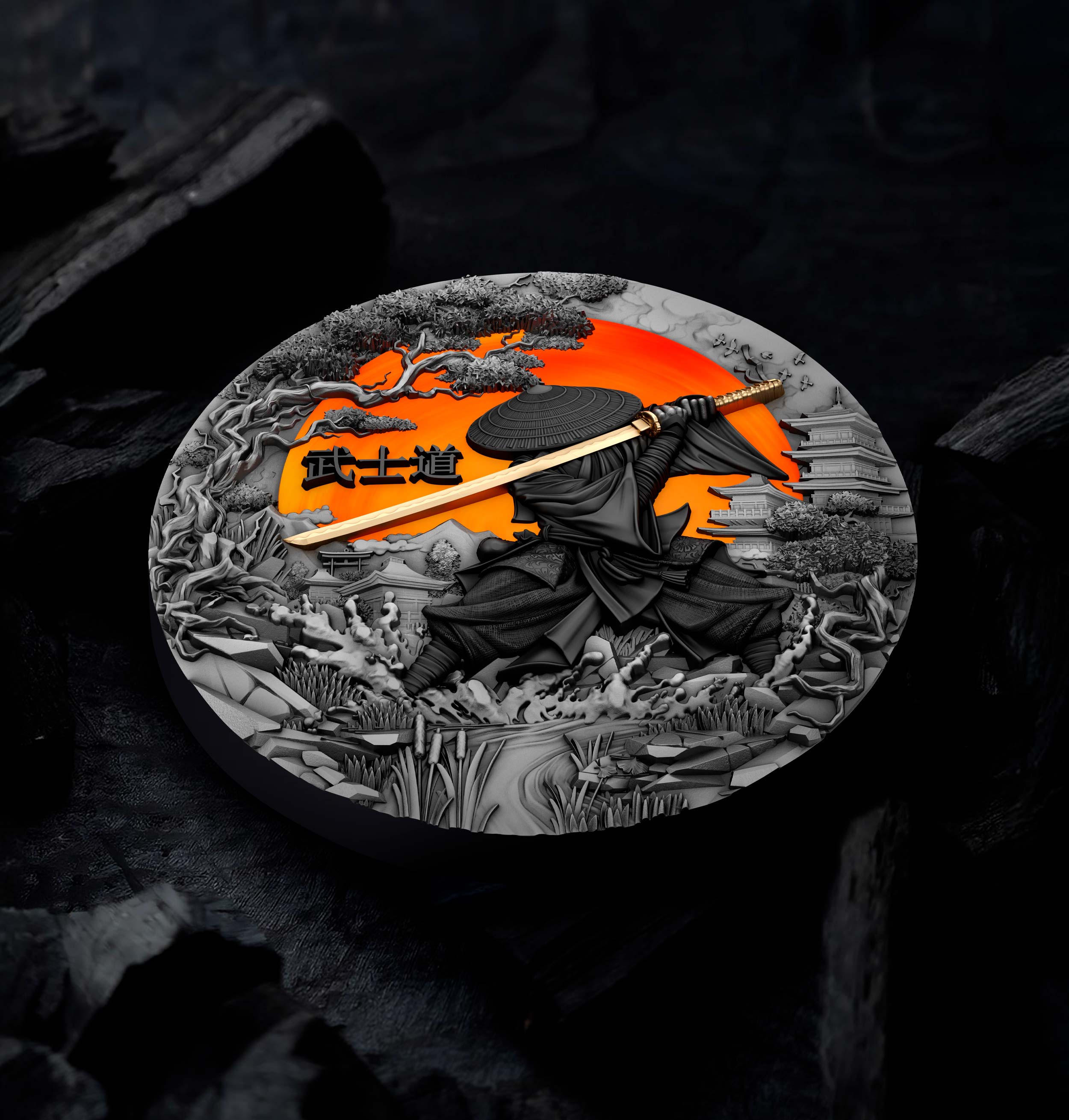 2 oz Silbermünze Bushido, Start der Serie „The Warrior’s Path“, Niue 2024 ( T&S | Auflage: 500)