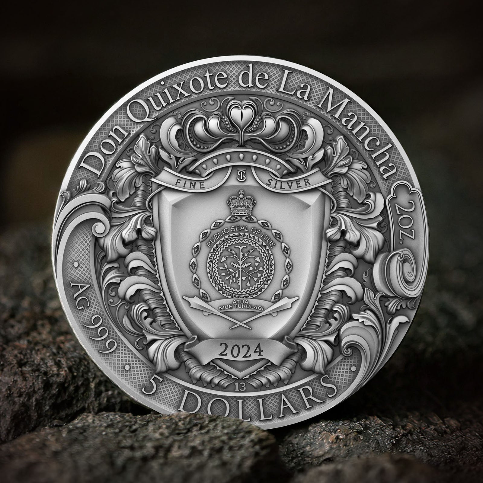 2 oz Silbermünze Don Quixote, Niue ( T&S | Auflage: 500)