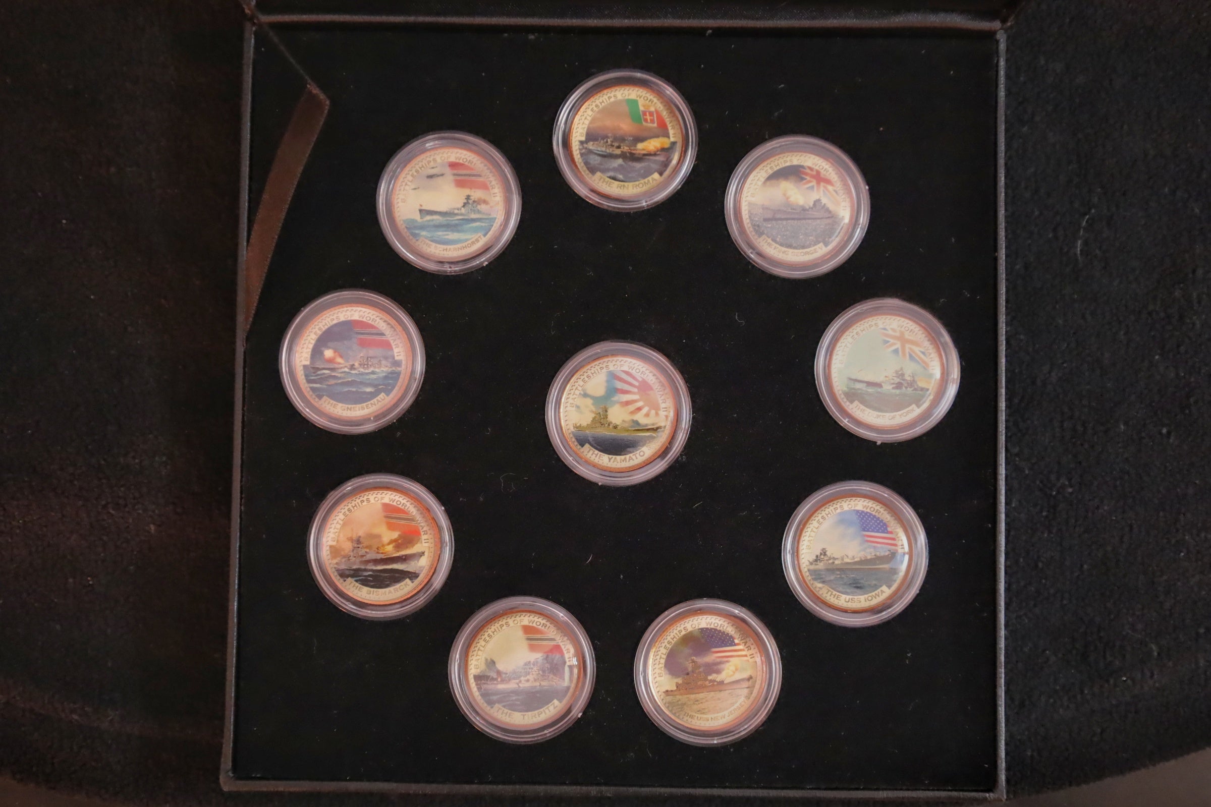 10er Münzset – Battleships of World War II (Farbedition | Auflage: 5.000 | Swiss Castell Mint)