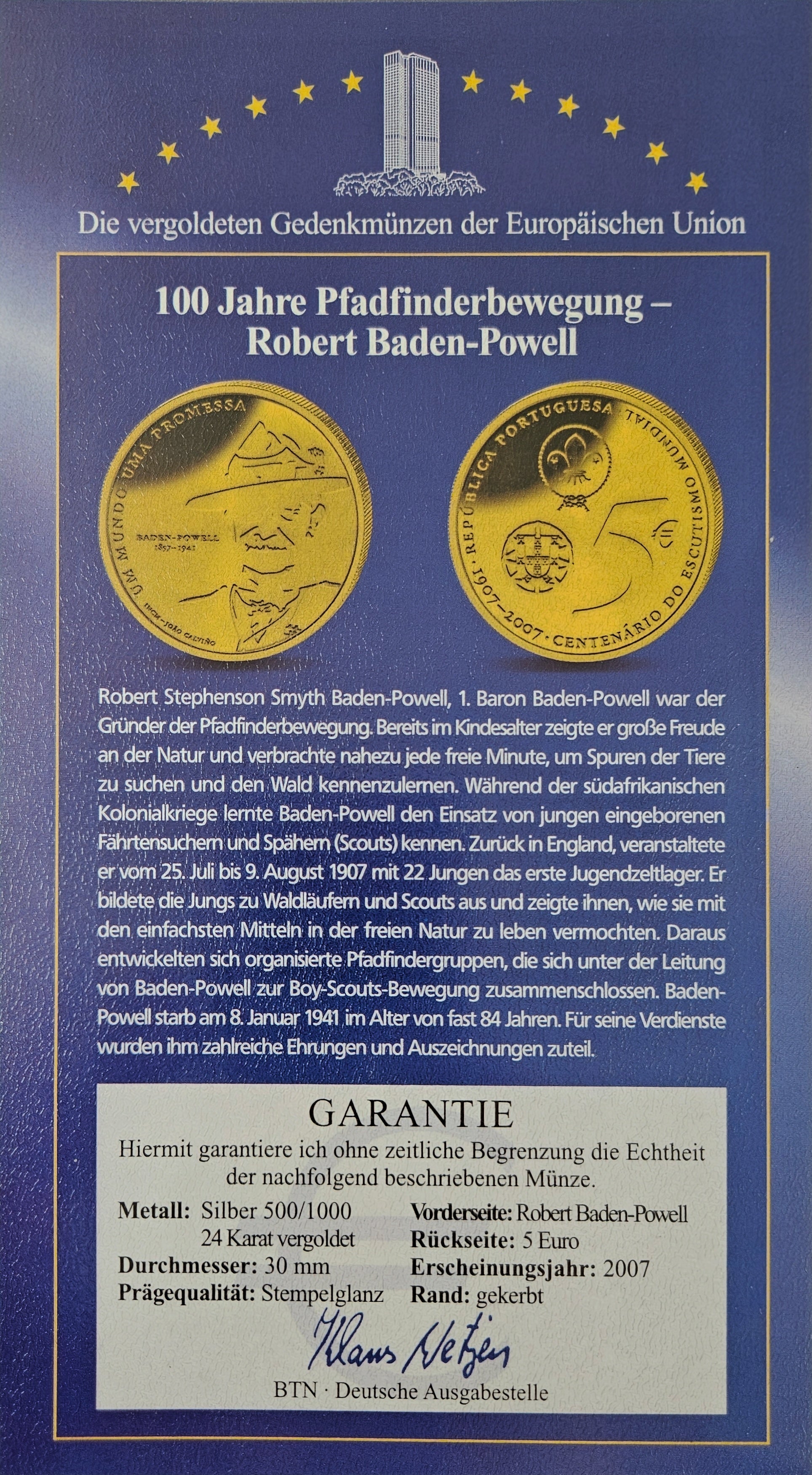 Vergoldete Gedenkmünzen der Europäischen Union