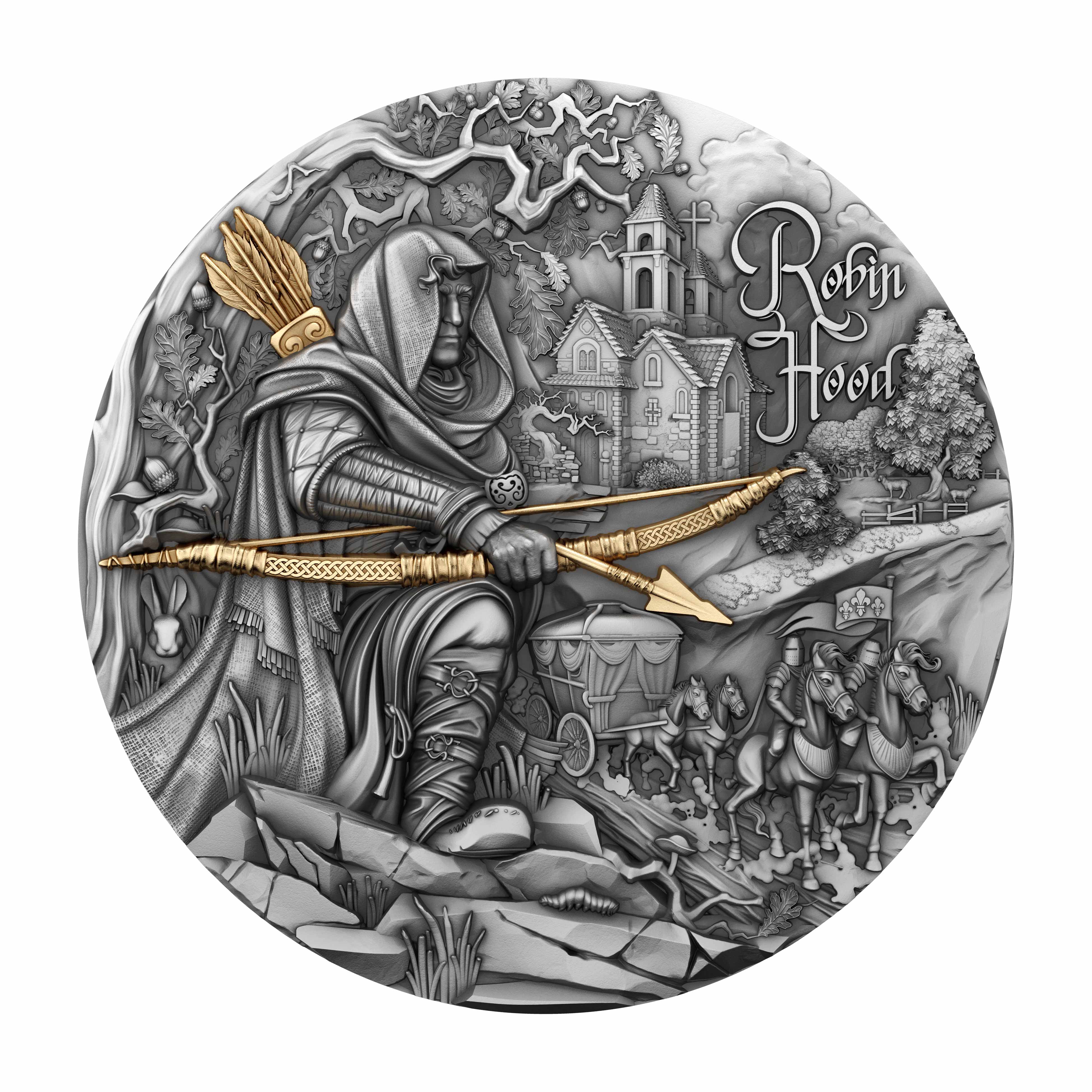 2 oz Silbermünze Robin Hood, Kamerun 2024 ( T&S | Auflage: 500)