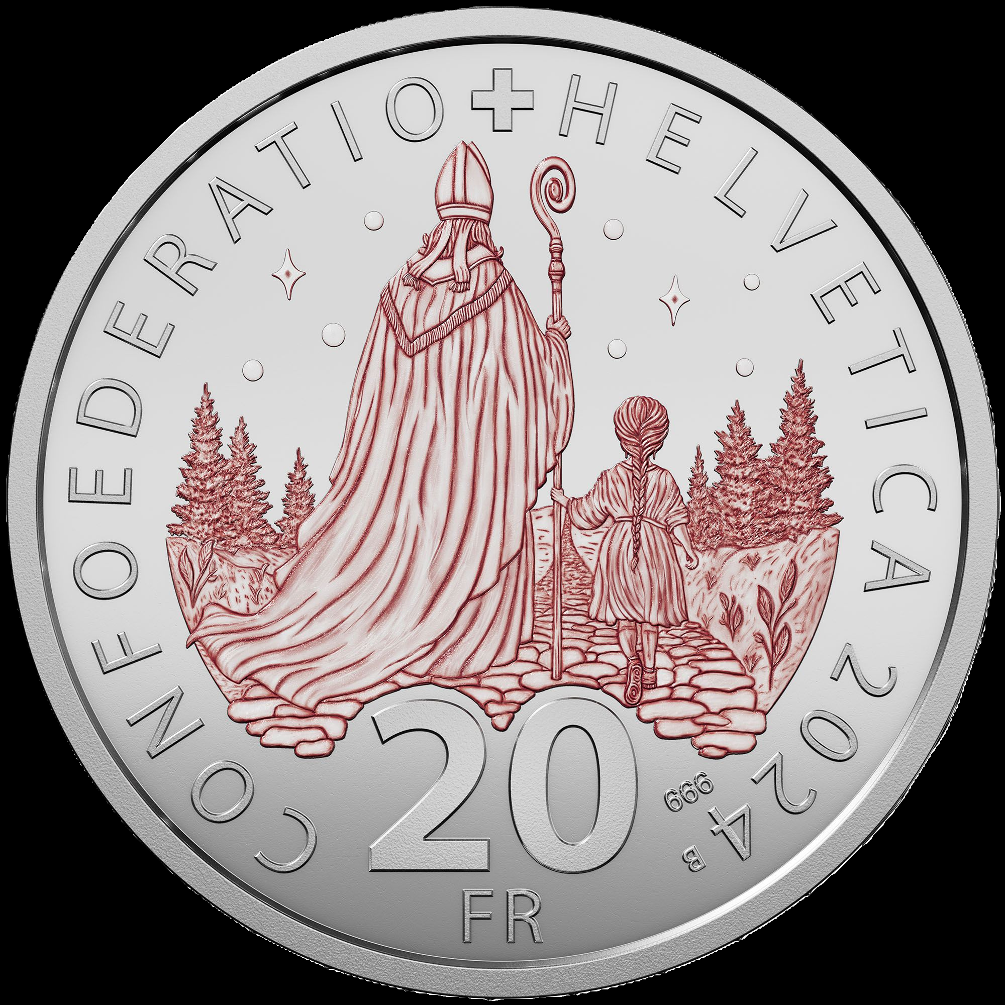 20 Franken Silbermünze "Sankt Nikolaus" 2024 (Polierte Platte | farbig | limitiert)