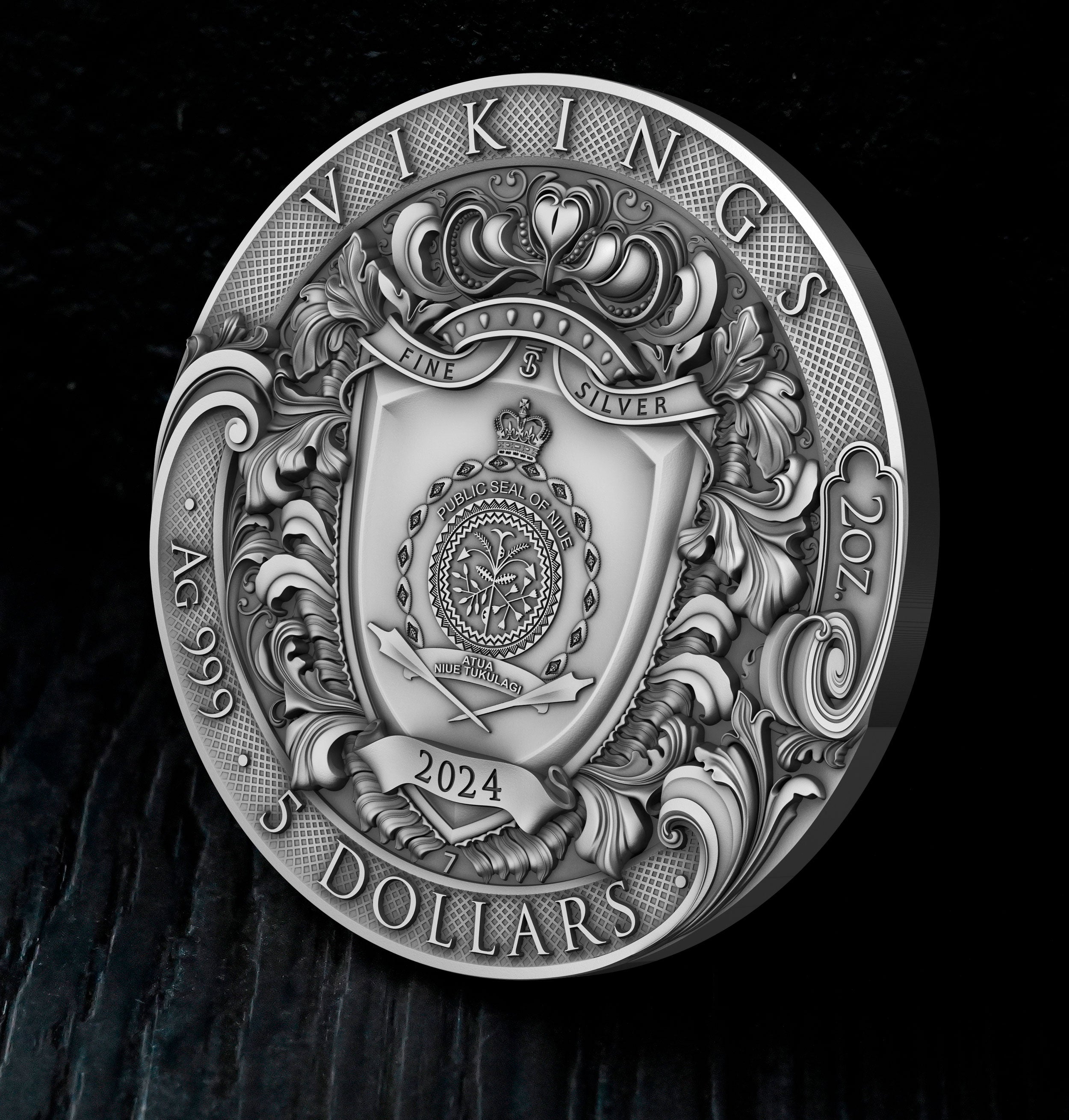 2 oz Silbermünze Vikings, Niue 2024 ( T&S | Auflage: 500)