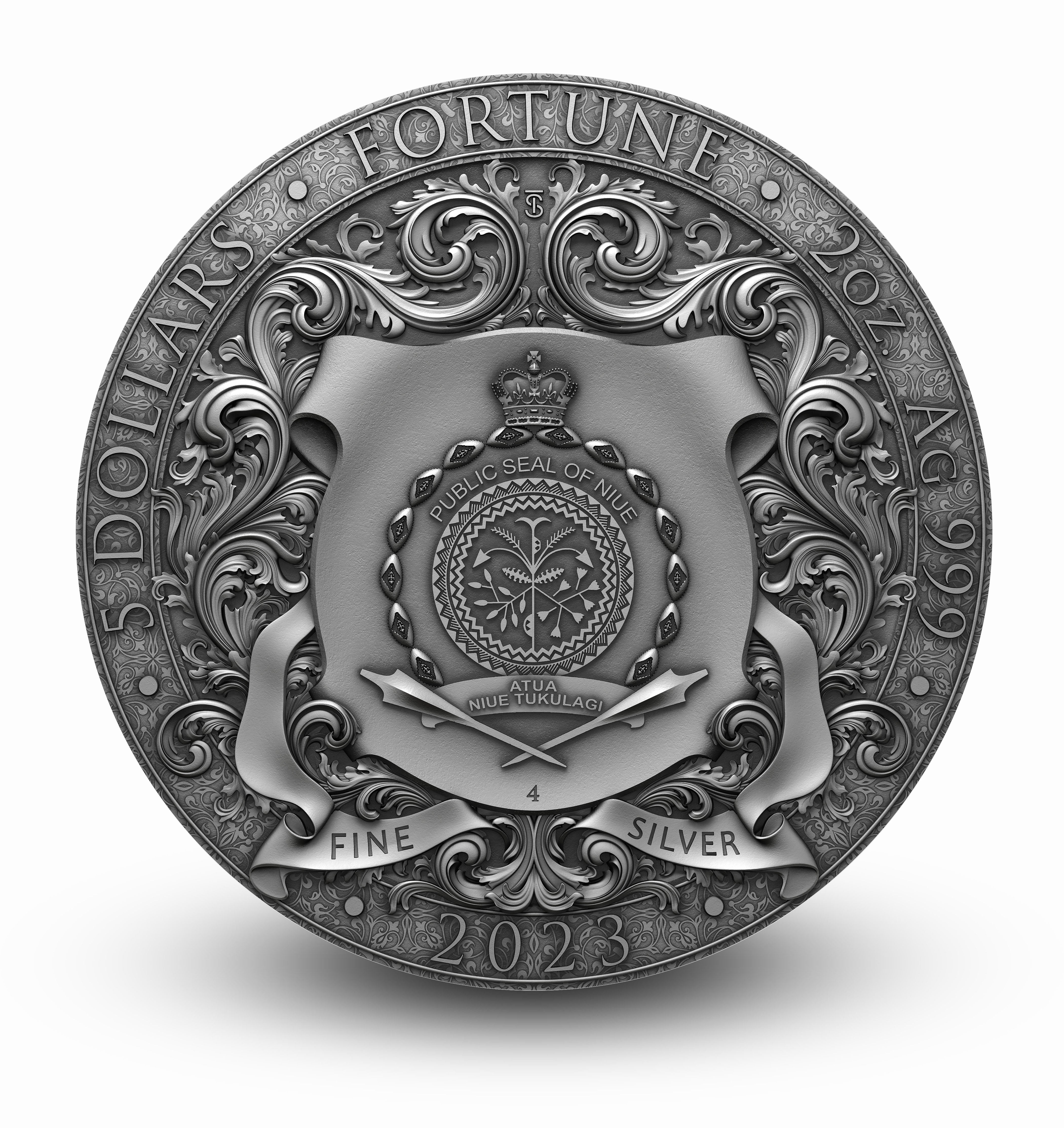 2 oz Silbermünze Fortuna, Niue 2023 ( T&S | Auflage: 500)