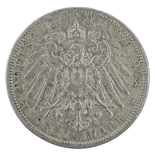 3 Mark Silbermünze 1908 - Wilhelm II.